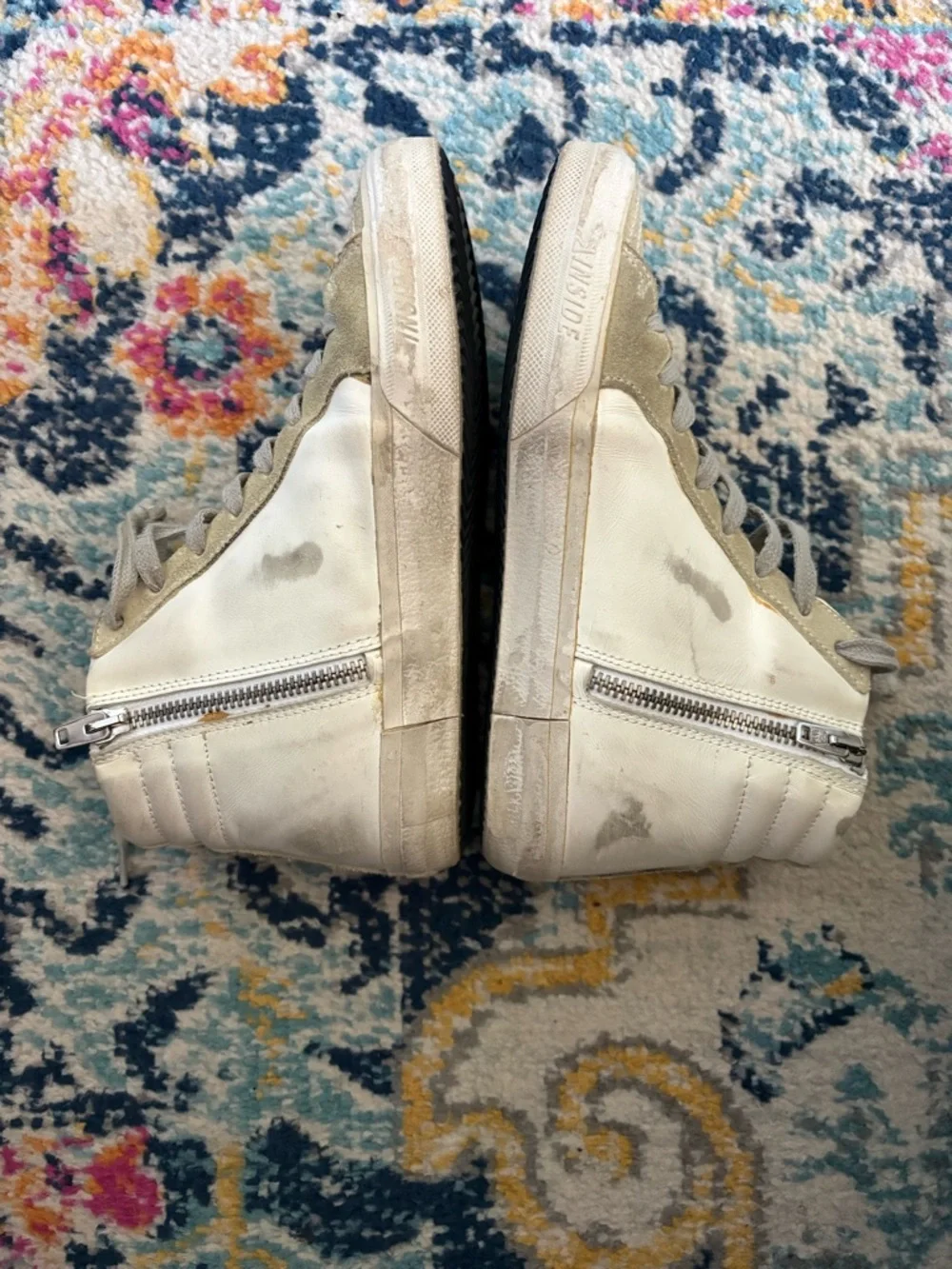 Golden Goose White and Gold High-Top Slide Sneakers - Picture 10 of 11